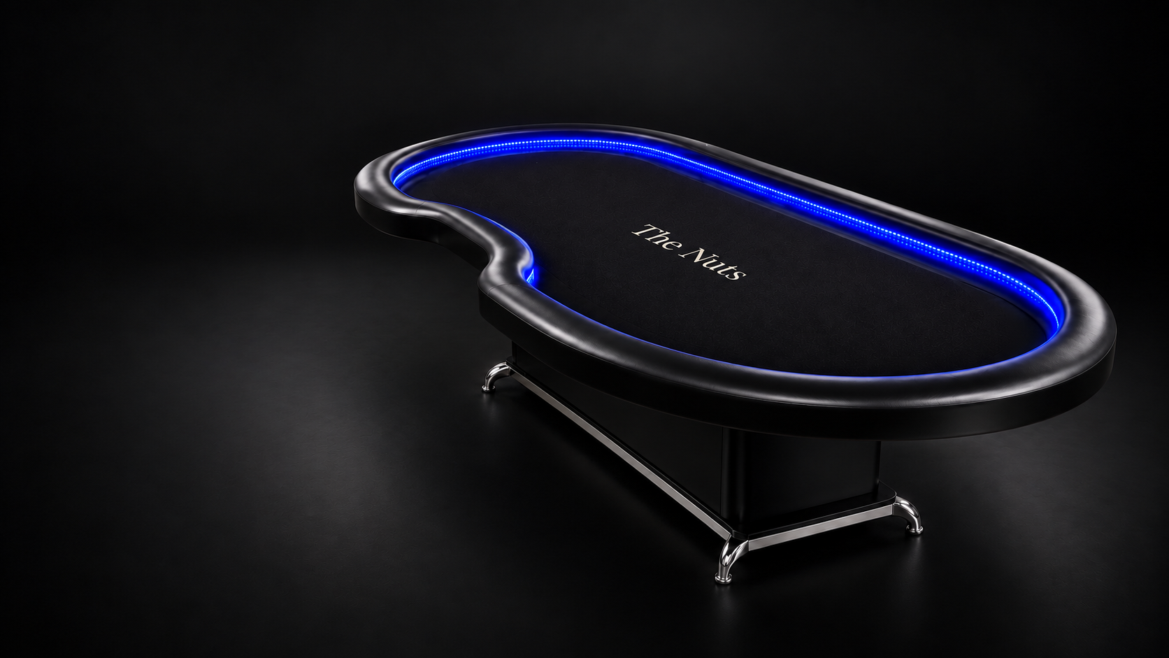 Mesa de poker The Nuts con apoyabrazos negro e iluminación LED azul
